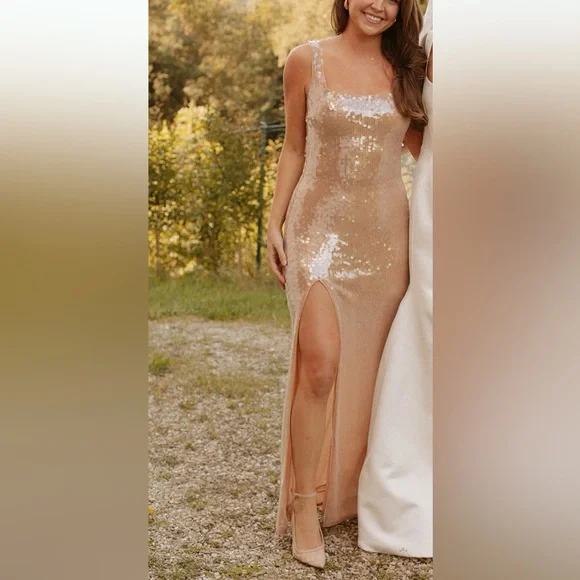 STAUD - Le Sable Sequined Maxi Dress in Beige - Picture 2 of 3